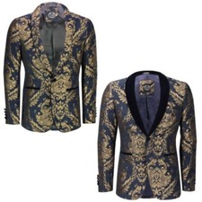 Hommes Jacquard Blazer Or