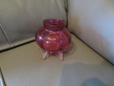 ancien petit vase en verre sur pied fait main