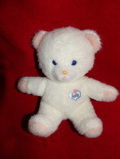 Doudou Boulgom Peluche Ours  Blanc Et Rose Brodé Baby  26 cm