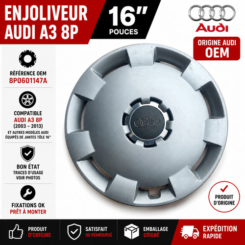 Enjoliveur audi 16 - 8p, 16”