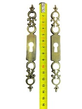 ANCIEN VINTAGE 2 ENTRÉE DE SERRURE CLE PORTE MEUBLE DÉCORATION BRONZE LAITON ALU