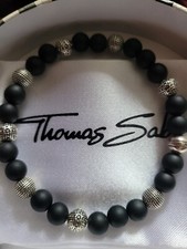 Bracelet Thomas Sabo authentique, argent et obsidienne
