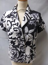 Veste cintrée 38 viscose coton WEILL imprimé & floral noir & blanc jacket