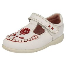 Chaussures Fille Startrite Blanc & Rouge Cuir Barre en T : Leila (Ex Display)