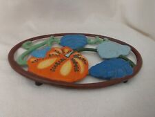 Vintage Ancien DESSOUS DE PLAT CHAUFFE-PLAT 35x17cm en FONTE Retro Table Déco