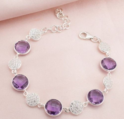 Bracelet améthyste zircon - bracelet,