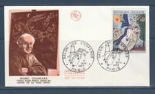 enveloppe 1er jour tableau  mariés de la tour Eiffel Chagall  75  Paris  1963