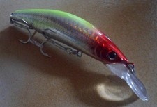 Leurre pêche mer riviere 9,5cm (sans bavette) 14g 0-2,5m jaune tête rouge holo