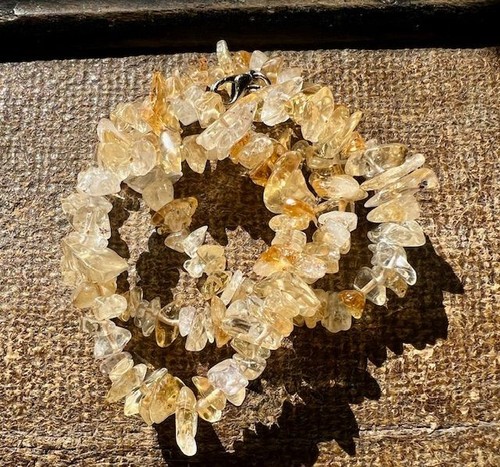 Collier perles pierre citrine - perles,