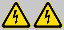 2 X PANNEAUX DANGER HAUT VOLTAGE ECLAIR JAUNE/NOIR 5cm AUTOCOLLANT STICKER PA082
