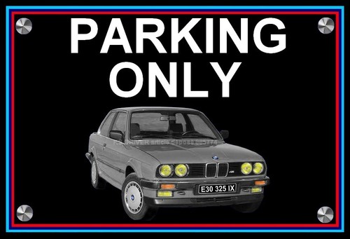 Plaque parking only - ", bmw
