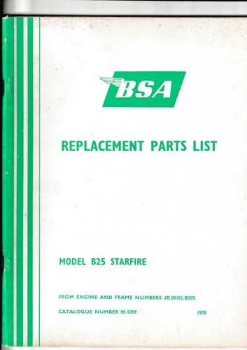 Bsa replacement parts list - parts,