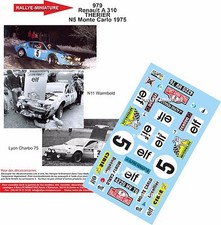 DECALS 1/18 REF 0979 ALPINE RENAULT A310 THERIER RALLYE MONTE CARLO 1975 RALLY