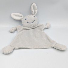 Doudou plat lapin gris blanc