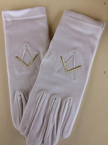 Gants coton brodés franc
