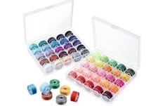 Kit de 36 bobines de fil à coudre en plastique pré-enroulées avec boîte de bo...