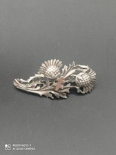 Broche Chardons et Croix de Lorraine en ARGENT massif poinçonnée , Bijoux .