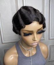 Perruque Naturelle 100% Cheveux Humains Noir 6 POUCES Wig Bonnet Femme Neuf FR