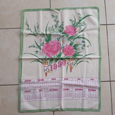 Torchon calendrier décor floral  1990