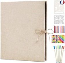AIOR Album Photos Traditionnel Scrapbooking, Lin Vintage Scrapbook 60 Pages