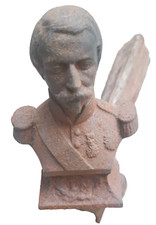 Paire de Chenets de Cheminée buste d'homme 19ème haut 15 prof 27.2 larg 10.5 cm