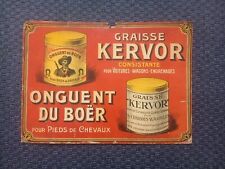 Carton KERVOR GRAISSE ONGUENT DU BOËR Publicitaire Ancien Voiture Pieds Chevaux 