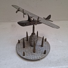 Rare Aviation Pilote Trench Art Pilote Avion Hydravion As Ww2 Art Populaire 