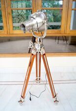 Lampe Hollywood trépied en bois design marin projecteur nautique décoratif floo