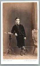 CDV Petit garçon au costume de velours Photo Ancienne Ashdown Enfant Kind Foto