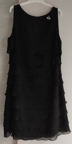 Robe noire soie volant - noire, avec