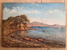 L. Nattero - Huile sur panneau - Bord de côte en rade de Toulon