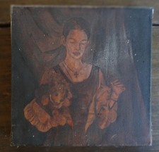 peinture ancienne huile sur toile portrait de jeune femme