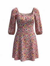 H&M pink Floral Square-Neck