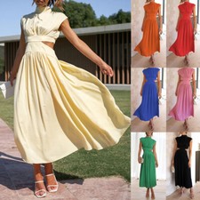 Femmes Longues Robes Maxi Sans Manches Sans Dos Douce Robe Décontractée /