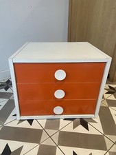Vintage 70 Petit Module Meuble Appoint Tiroirs Orange Blanc Space AGE 