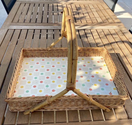 Panier plateau rotin - panier, vintage