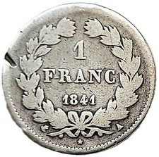 LOUIS PHILIPPE .1 FR .1841.A .ARGENT 900 % .25 MM .POIDS ORIGINE 5 GR
