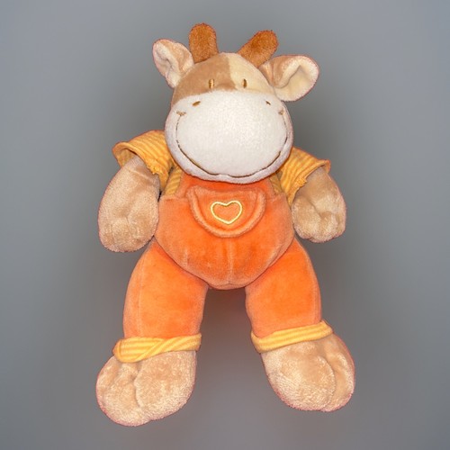 Doudou vache orange coeurs - doudou,