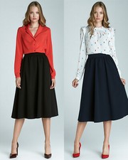 Jupe Mi Longue Femme Evasée Nife SP28 Midi Bleu ou Noire Tailles 36 ou 44