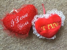 PETITS COEURS À SUSPENDRE VOITURE OU AUTRE "JE T'AIME" & "I LOVE YOU"