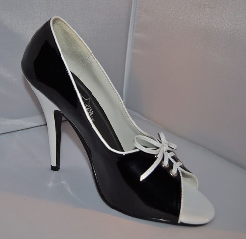 Escarpins noir blanc vernis - escarpins, et