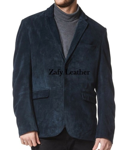 Blazer suède cuir - en, bleu