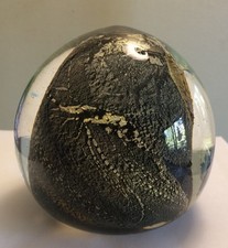 1989 Sulfure SABA Biot Presse-papier GM feuille or et argent - Certificat