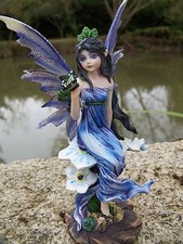 15235  SUPERBE  STATUETTE  FIGURINE  FEE ELFE PAPILLON ANGE FATA 17 cm