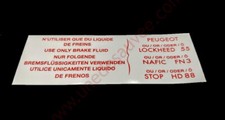 AUTOCOLLANT STICKER LIQUIDE DE FREIN PEUGEOT 309 205 504 604 GTI CTI RALLYE