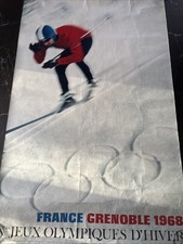 JEUX OLYMPIQUES DE GRENOBLE 1968 AFFICHE ORIGINALE- 62x99 Cm