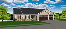 1850 Sq.Ft. Ranch house plans - 5 Bed, 4 Bath, 3 Garage, Screen Deck - PDF ONLY