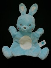 Doudou marionnette lapin bleu blanc Tex baby  Etat neuf