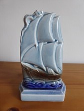 Vase ESDEVE Sarreguemines en forme de voilier tons bleus 15 cm BE