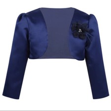 Fille Satin Veste Boléro Ouvert Satin Étole Court Cape Robe Soirée Haut